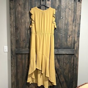 Yellow Gold Asymmetrical Hem Dress